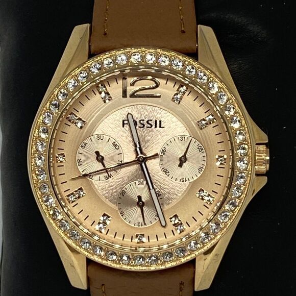 Fossil Riley ES2811 Women's Brown Leather Analog Dial Quartz Wrist Watch OP797 - Picture 2 of 12